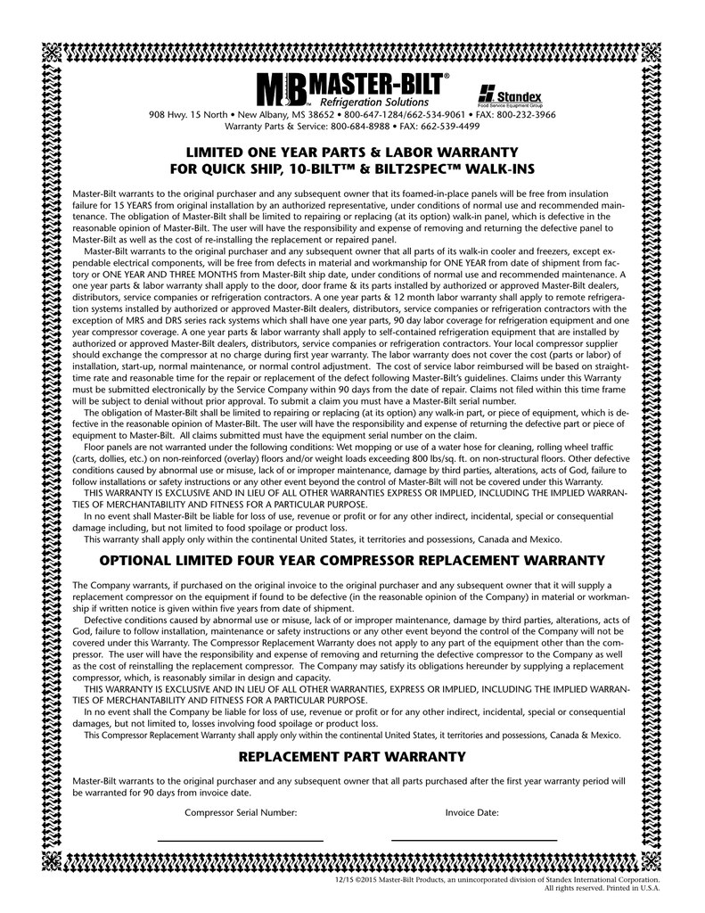 Master Bilt Walk In Cooler Parts | Sante Blog