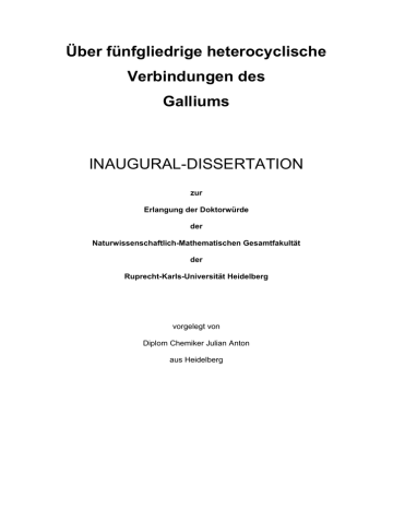 Uber Funfgliedrige Heterocyclische Verbindungen Des Galliums Inaugural Dissertation Manualzz