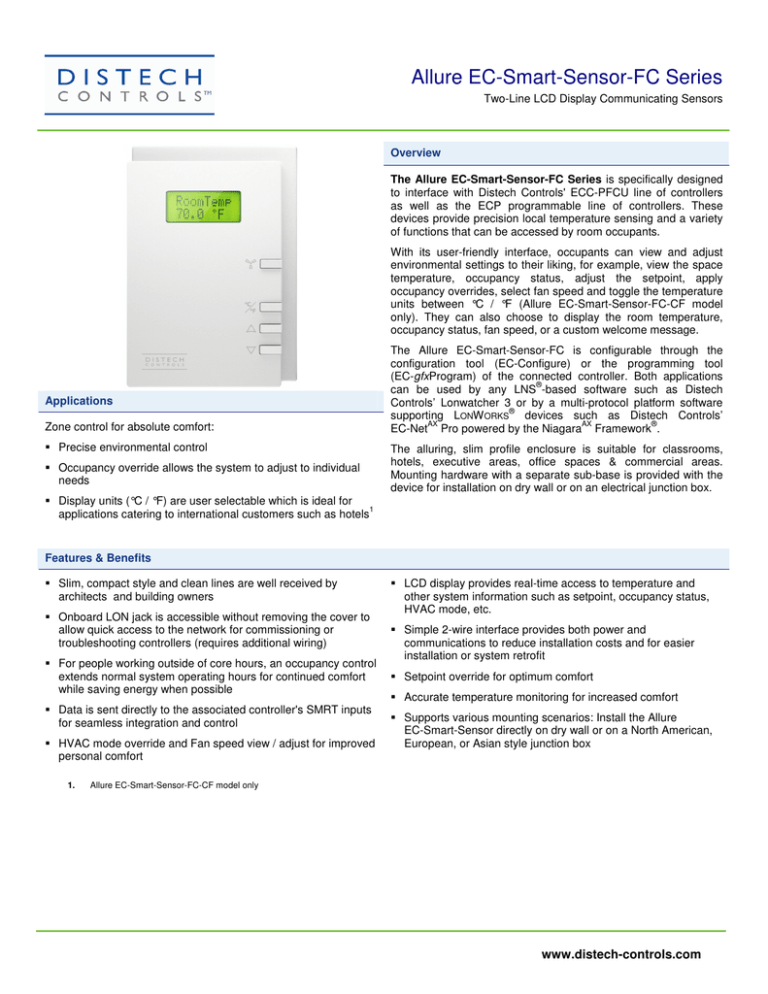 Allure EC Smart Sensor FC | Manualzz