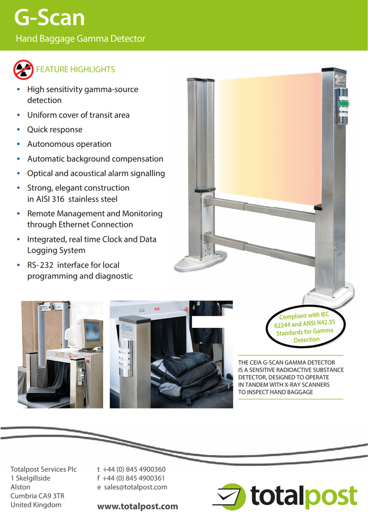 G Scan Hand Baggage Gamma Detector Manualzz
