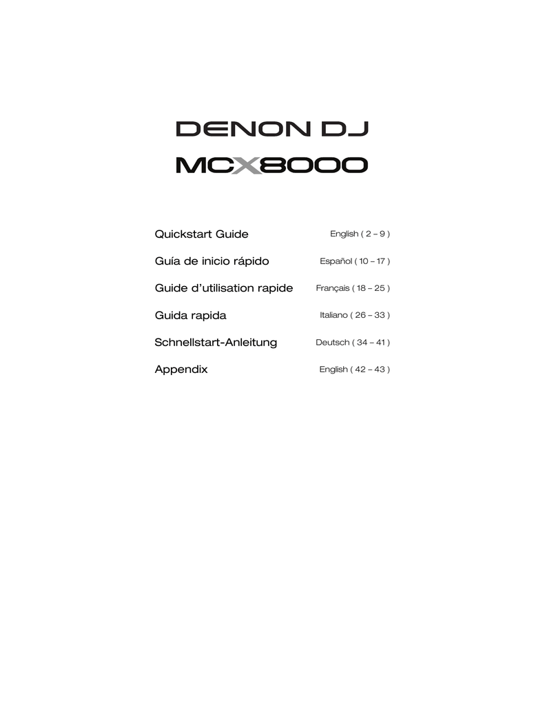 Denon MCX8000 Quick start manual Manualzz
