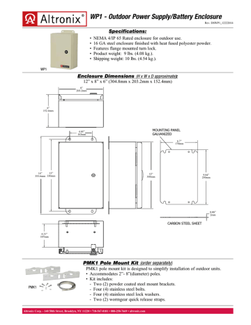 Altronix PMK1 Pole Mount Kit For Outdoor Enclosures New
