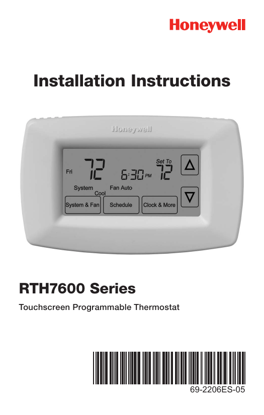 Rth7600d Thermostat Installation Manual For Honeywell Rth7600d 7 Manualzz
