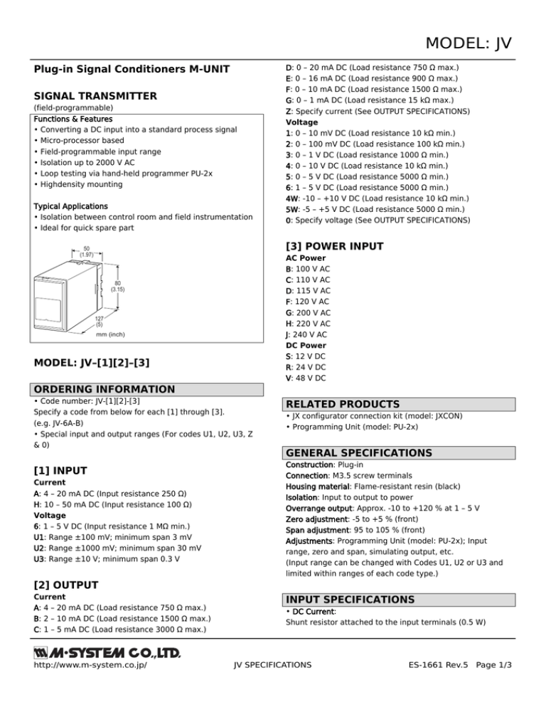 Model Jv Plug In Signal Conditioners M Unit Manualzz