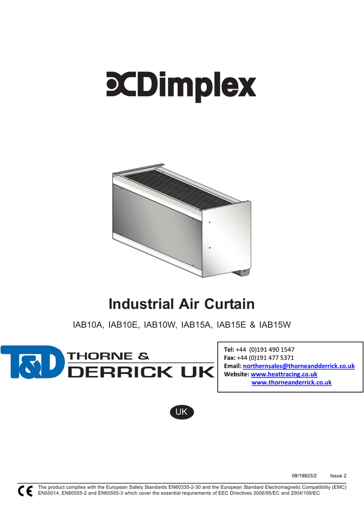 Dimplex Iab Air Curtains Air Heaters Over Door Heaters Surface