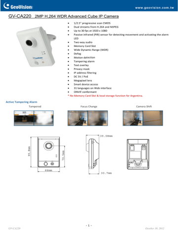 GV-CA220 Datasheet | Manualzz