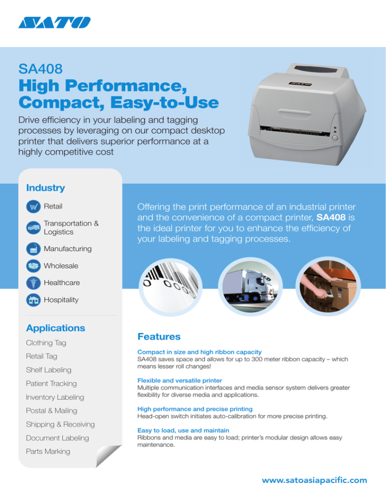sato sa408 barcode printer
