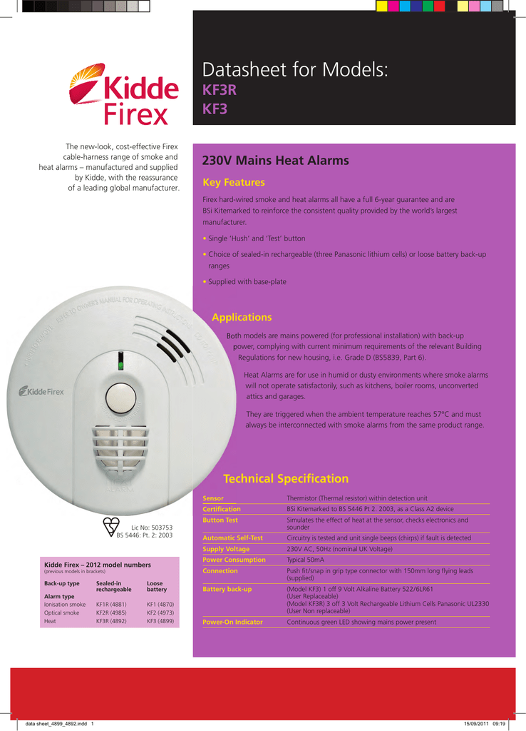 Kidde 2SFWR Mains Optical Fire Smoke Alarm Detector Rechargeable Battery Back Up