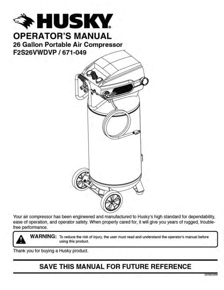 Husky Compressor Parts List