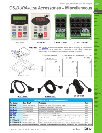 GS/DURApulse Accessories and Spare Parts Technical Specs | Manualzz