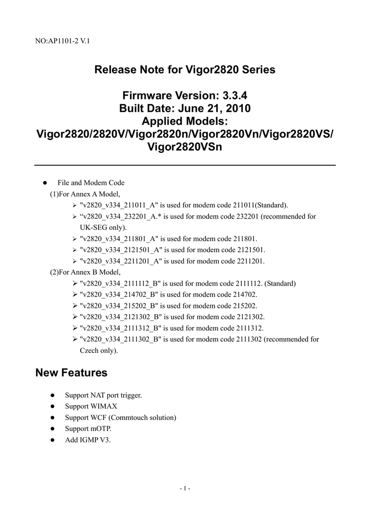 vigor2820 series firmware upgrade