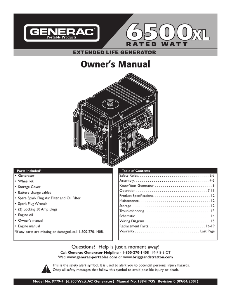 GENERAC OWNER'S MANUAL 09779 Manualzz