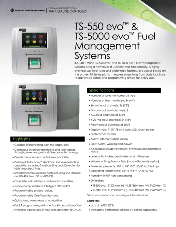 Ts 550 Evo Ts 5000 Evo Fuel Managment Systems Datasheet Manualzz