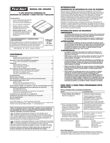 BRK PC910V 10-Year Sealed Battery Tamperproof Photoelectric Smoke/CO Combo Alarm Manual de usuario | Manualzz