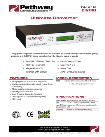 Ultimate Converter Distro D M X 512 Manualzz