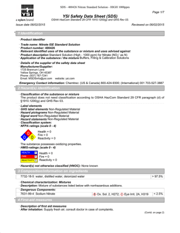 Sds Nitrate High Standard 1000 Mg L 400426 Manualzz