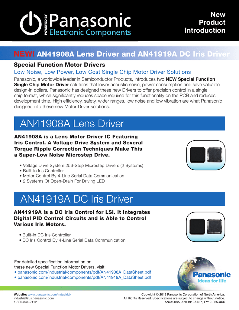 Semiconductors Analog Ics Motor Driver Ics Literature An419xxx Series New Product Introduction Manualzz