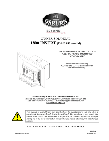 Osburn 1800 Owner's Manual | Manualzz