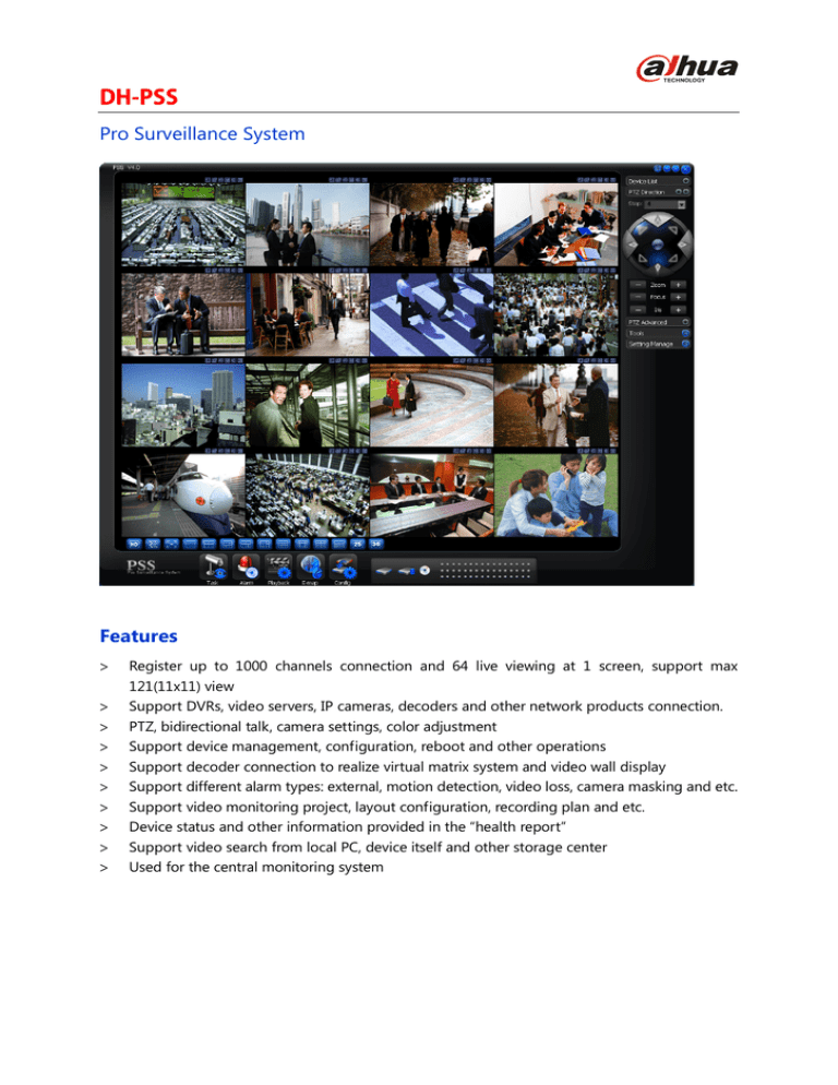 Dahua Technology DHPSS Video Surveillance System Software datasheet