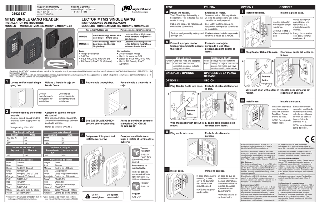 aptiQ Magnetic Stripe Readers Installation | Manualzz  Schlage Mt15 Wiring Diagram    Manualzz
