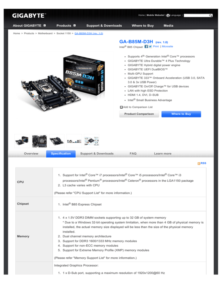 Gigabyte Ga B85m D3h Ga B85m D3h Manualzz