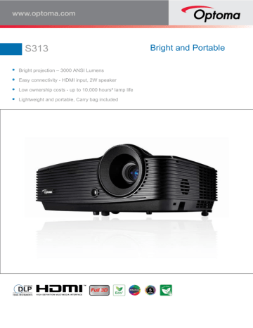 Optoma S313 Projector Product sheet | Manualzz