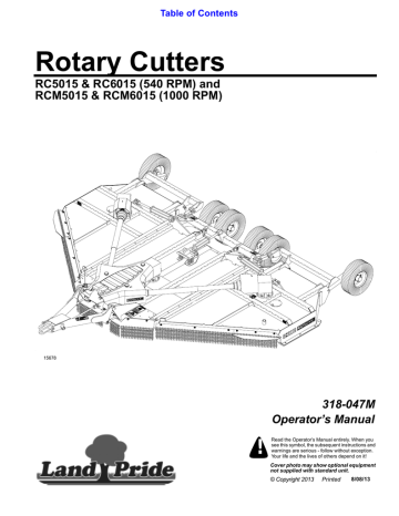Land Pride RC6015 & RCM6015 Rotary Cutters Manual | Manualzz