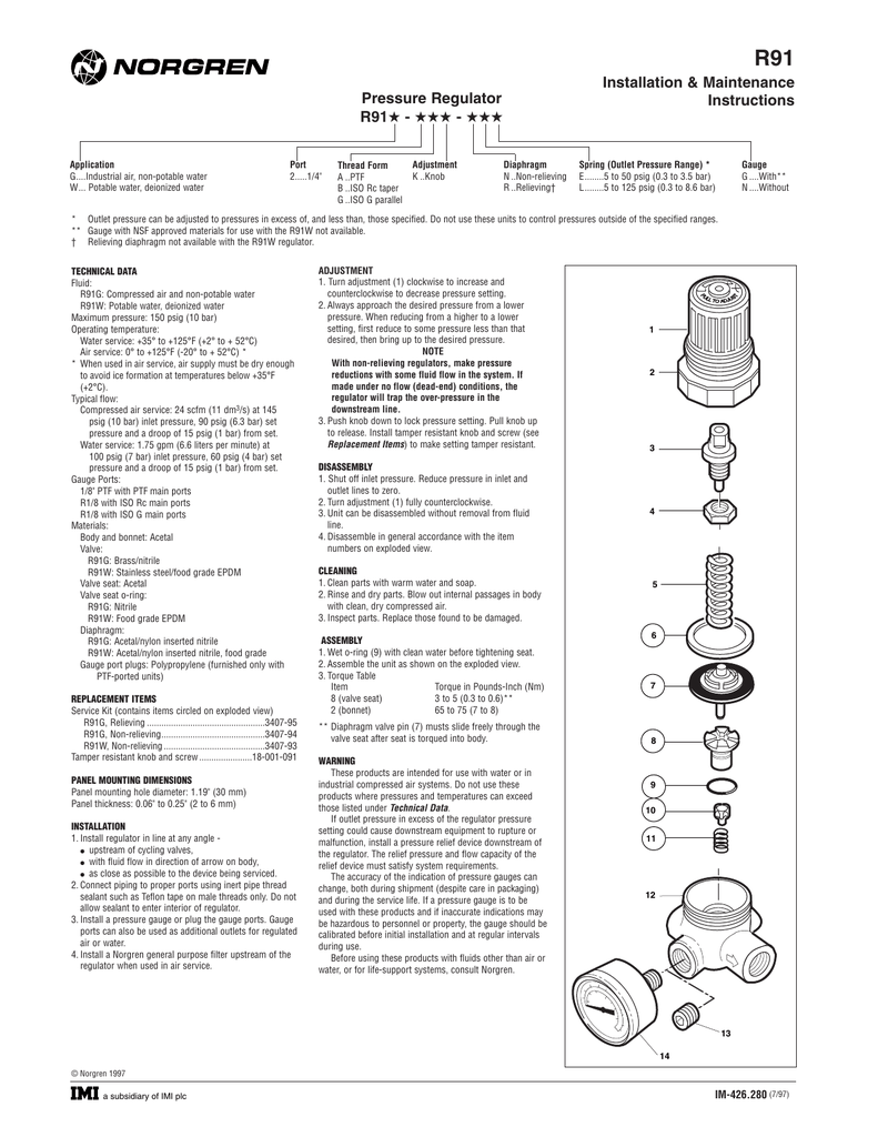 Details about   Norgren 1/8" NPT 3 Bar Air Pressure Relieving Regulator 