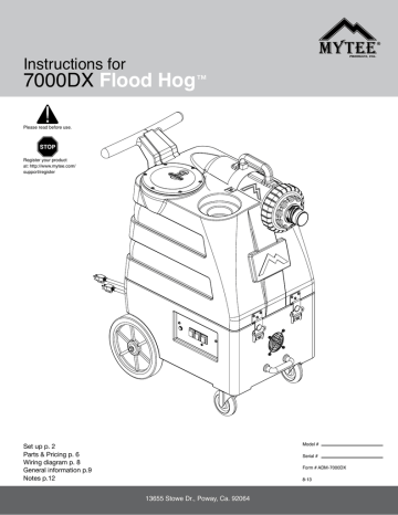 Mytee 7000DX Flood Hog Instructions Manual | Manualzz