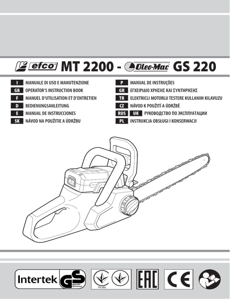 Efco Gs 220 Li Ion Mt 2200 Li Ion Owner S Manual Manualzz