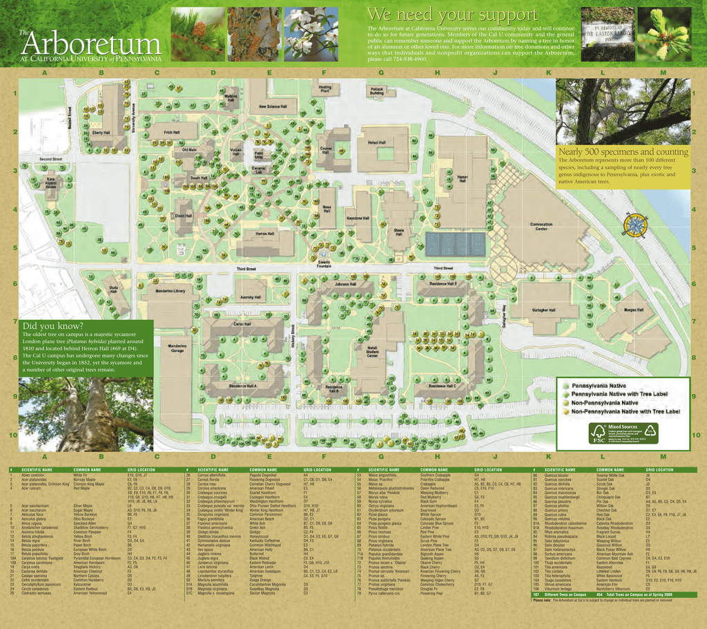 California University Of Pennsylvania Campus Map Cal U Arboretum map | Manualzz