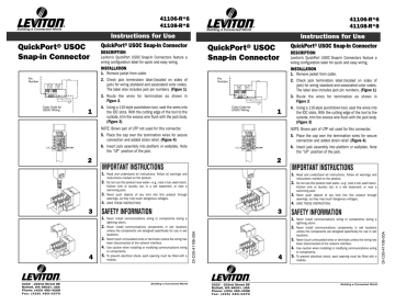 QuickPort USOC Snap-In Connector 41106-R*6, 41108-R*8 Instructions for ...