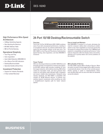 D-Link DES-1024D datasheet | Manualzz
