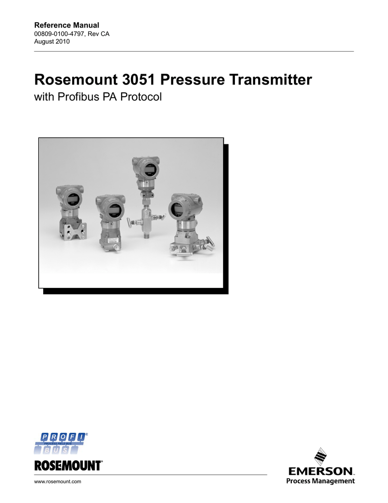 Rosemount 3051 Pressure Transmitter with Profibus PA Protocol Manual