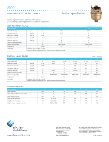 V100 Specification Sheet 