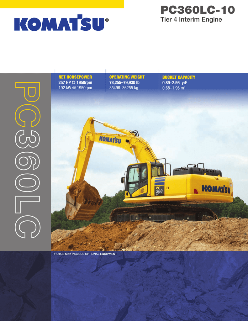 Specifications For Picture Of Rent Excavator Komatsu Pc 360 Lc 10 Manualzz