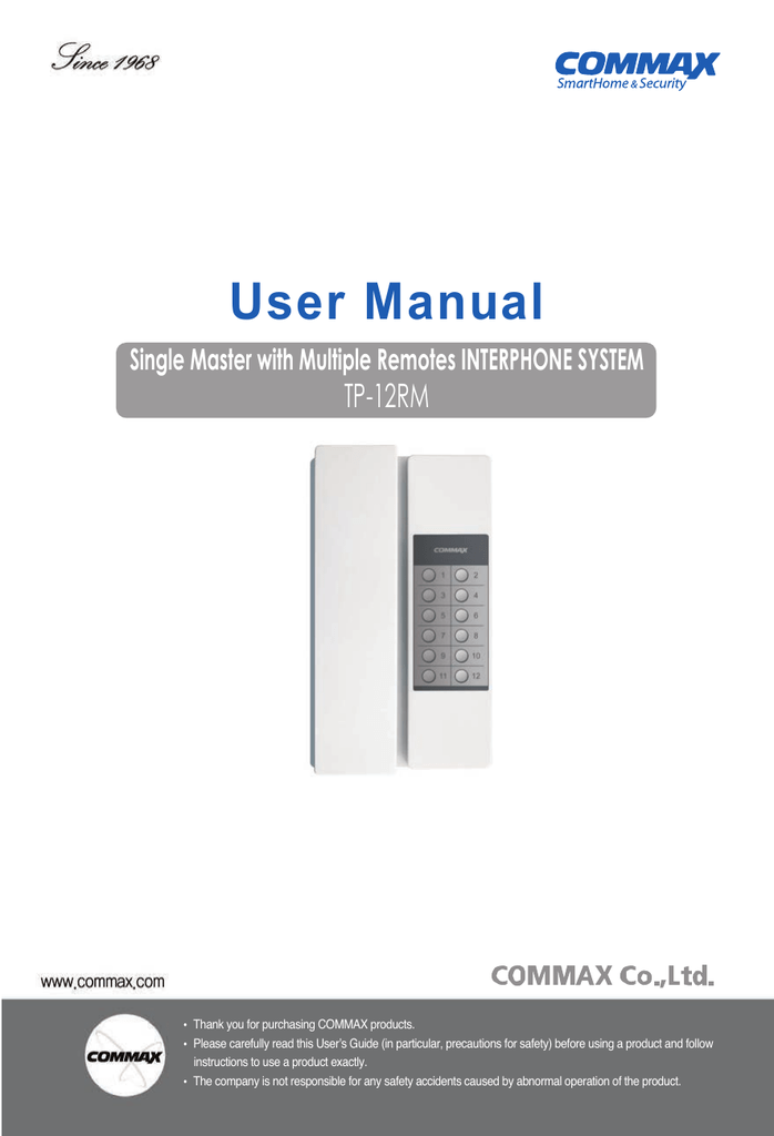 COMMAX TP-12RM INTERPHONE MASTER UNIT
