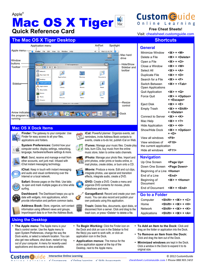 Mac Os Tiger Quick Reference Manualzzcom - 