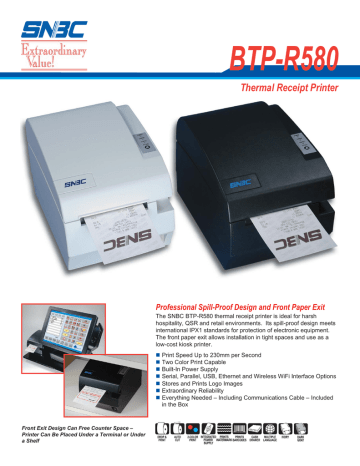 BTP-R580 Thermal Receipt Printer Professional Spill-Proof Design and Front Paper Exit | Manualzz