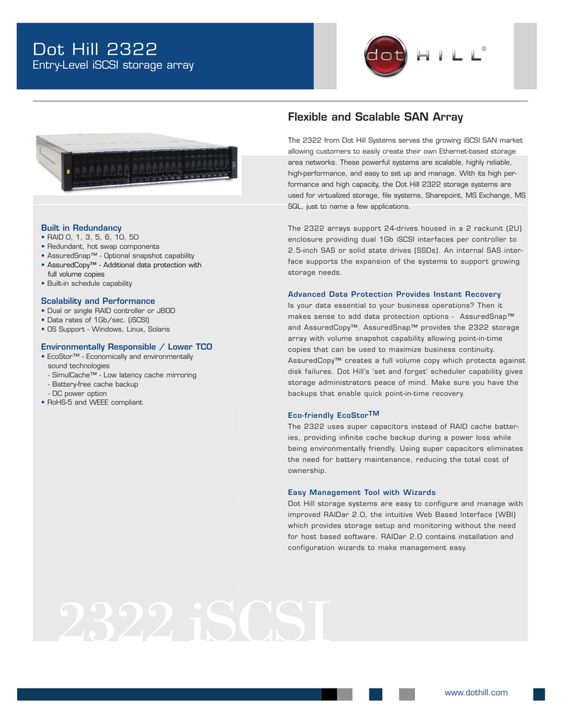 Dot Hill 2322 Data Sheet Manualzz