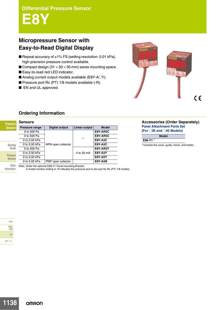 E8y Micropressure Sensor With Easy To Read Digital Display Differential