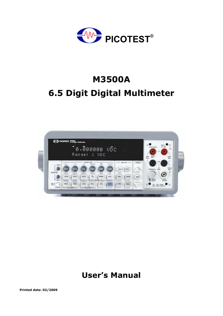 PICOTEST M3500A 6.5 Digit Digital Multimeter Manualzz