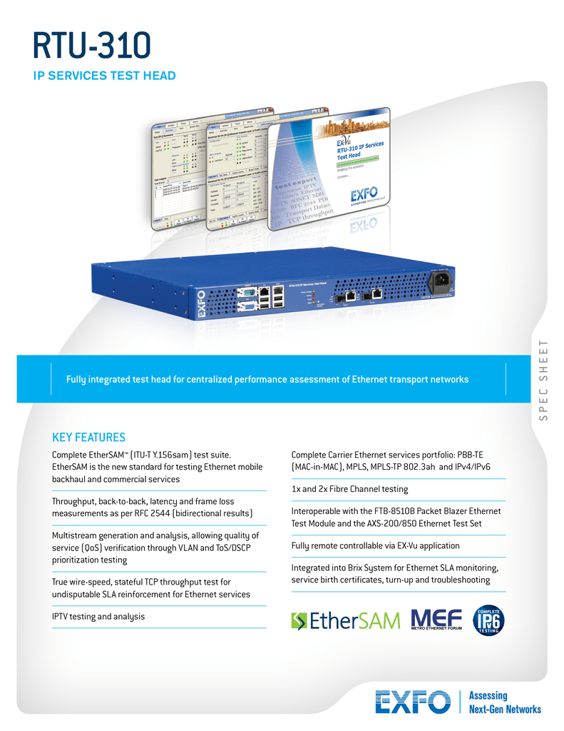 exfo rack mounted ethernet testing