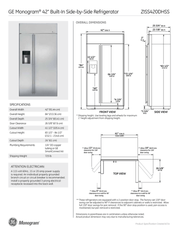 Ge Ziss420dhss Specification Manualzz