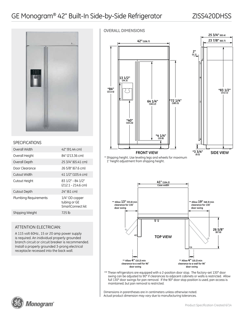 Ge Ziss420dhss Specification Manualzz