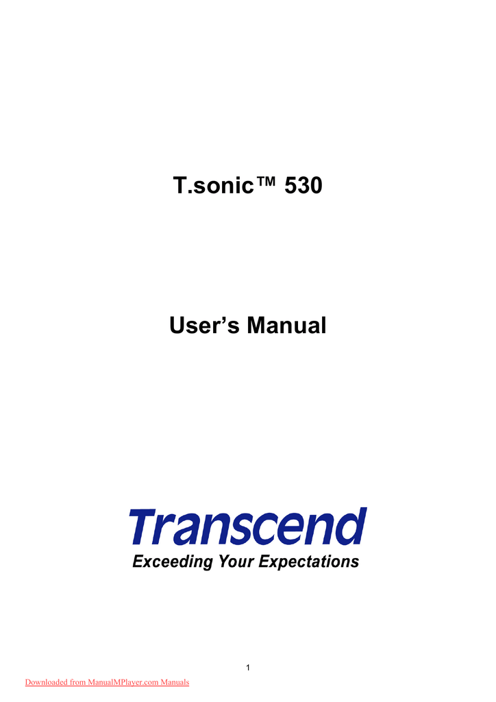 Transcend T.sonic 530 mp3 mp4 Player Manual Pdf Manualzz