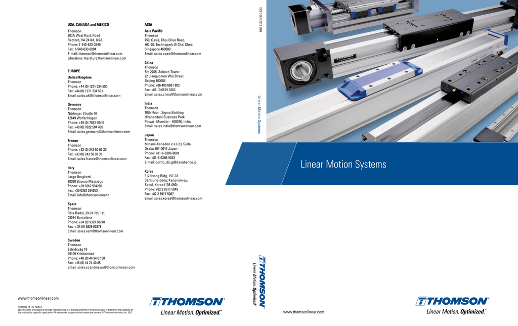 Thomson Linear Motion Thomson Linear Guide