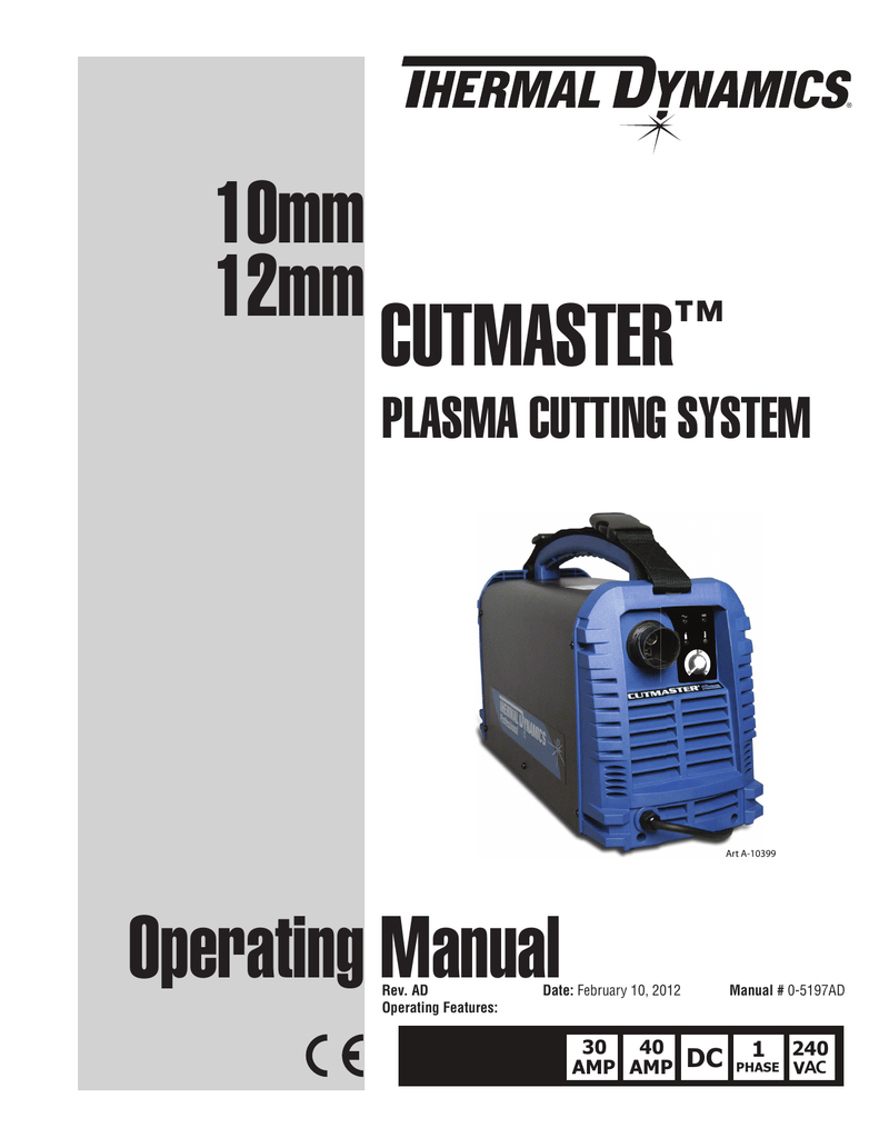 10mm 12mm CUTMASTER Operating Manual PLASMA CUTTING SYSTEM | Manualzz