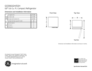 GE GCE06GSHSB Refrigerator Specification | Manualzz