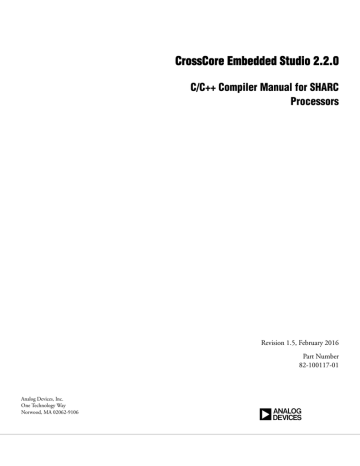 Crosscore Embedded Studio 2 2 0 C C Compiler Manual For Sharc Processors Rev 1 5 Pdf Compiler